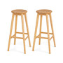 Set of 2 Bamboo Barstools 31'' Backless Pub Dining Chairs