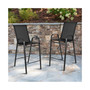 Brazos Series Stackable Outdoor Patio Barstool with Metal Frame, Black - 2 Pack