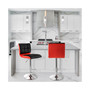 2 Piece Adjustable Faux Leather Two Toned Bar Stool in Black and Red
