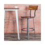 Rustic Walnut Restaurant Barstool with Wood Seat & Back and Gray Powder Coat Frame