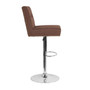 Ravello Contemporary Adjustable Height Barstool with Accent Nail Trim in Brown Fabric