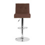 Ravello Contemporary Adjustable Height Barstool with Accent Nail Trim in Brown Fabric