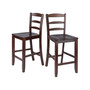 Transitional Benjamin 2-Pc Ladder-back Counter Stool Set, Walnut