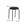Stackable Stool with Black Seat and Silver Powder Coated Frame
