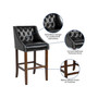 Carmel Series 30" High Transitional Tufted Walnut Barstool with Accent Nail Trim in Leather