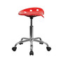 Vibrant Red Tractor Seat and Chrome Stool