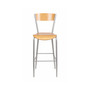 Silver Metal Restaurant Barstool with Natural Wood Back and Seat