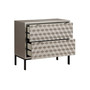 Tamara Mid-Century Modern 2 Drawer Storage Accent Chest with Raised Geometric Pattern