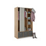 Lola 3 Bin Wardrobe with Curtain