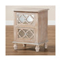 Furniture Celia French Rustic Quatrefoil Mirrored Nightstand