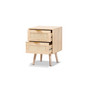 Baird Mid-Century Modern Wood and Rattan 2 Drawer Nightstand
