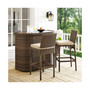 Bradenton 3 Piece Outdoor Wicker Bar Set - Bar And 2 Stools With Cushions