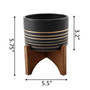 Ceramic Planter on Wood Stand, 5.5"