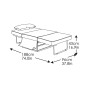 16.9" Steel, Foam and Polyester Michaela Convertible Ottoman