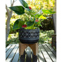 Geo Ceramic Planter on Stand, 7.5"