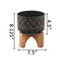 Geo Ceramic Planter on Stand, 7.5"