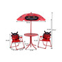 Kids Patio Set Table And 2 Folding Chairs w/ Umbrella Beetle Outdoor Garden Yard