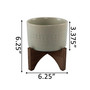 Mayan Ceramic Planter on Wood Stand, 6.25"