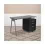Computer Desk With Tempered Glass Top And Three Drawer Pedestal