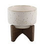 Constellation Ceramic Planter Pot on Wood Stand, 4.25"
