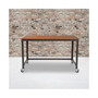 Computer Table And Desk In Wood Grain Finish With Metal Wheels