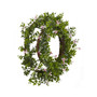18" Mini Ivy and Floral Double Ring Wreath w/ Twig Base