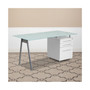 Glass Computer Desk With Three Drawer Pedestal