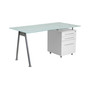 Glass Computer Desk With Three Drawer Pedestal