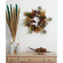 27" Magnolia Leaf, Berry, Antler & Peacock Feather Artificial Wreath