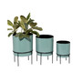 Set of 3 Teal Metal Contemporary Planter