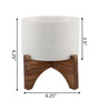 Wavy Ceramic Planter on Wood Stand, 6.25"