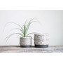 White Stoneware Planters, Set of 2