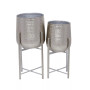 Metal Deep Recessed Dome Planter with Removable Stand Set of 2