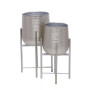 Metal Deep Recessed Dome Planter with Removable Stand Set of 2