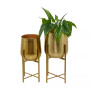 Metal Deep Recessed Dome Planter with Removable Stand Set of 2