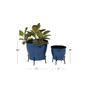 Set of 2 Blue Metal Farmhouse Planter, 9", 12"