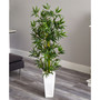 4.5' Bamboo Artificial Tree in White Tower Planter