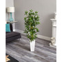 4.5' Bamboo Artificial Tree in White Tower Planter