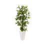 4.5' Bamboo Artificial Tree in White Tower Planter