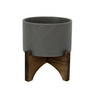 Argyle Ceramic Planter on Wood Stand, 6.25"