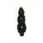 4' Artificial Green Cedar Double Spiral Topiary, Uv Resistant