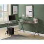 Darzenus Computer Desk in Clear Glass & Silver Finish OF 00047
