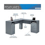 Functional L-SHAPED Desk with Storage, Grey