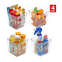 Small Square Fridge Bin with Handle, Pack of 4