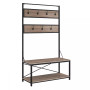 72" Industrial Metal and Wood Hall Tree - Rustic Oak