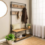 72" Industrial Metal and Wood Hall Tree - Rustic Oak