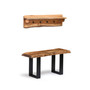 Alpine Natural Live Edge 36" Bench With Coat Hook Shelf Set