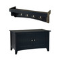 Shaker Cottage Tray Shelf Coat Hook with Cabinet Bench Set, Charcoal Gray