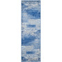 Adirondack Silver and Blue 2'6" x 8' Runner Area Rug