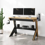Home Office Computer Writing Desk Workstation with Two Cup Holders and a Headphone Hook- Pine